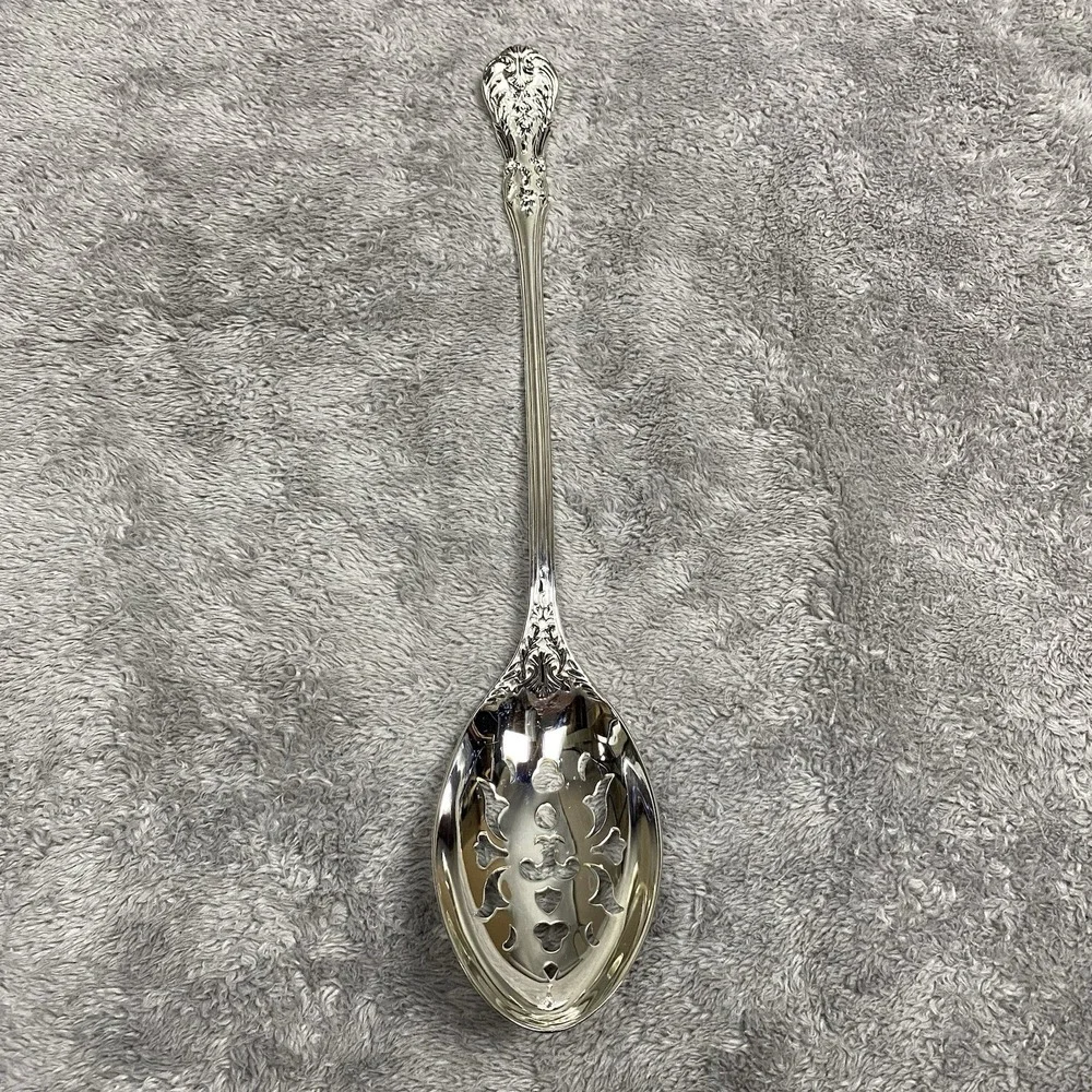 International Silver Company Silver pPlated Large Serving Pierced Slotted Spoon